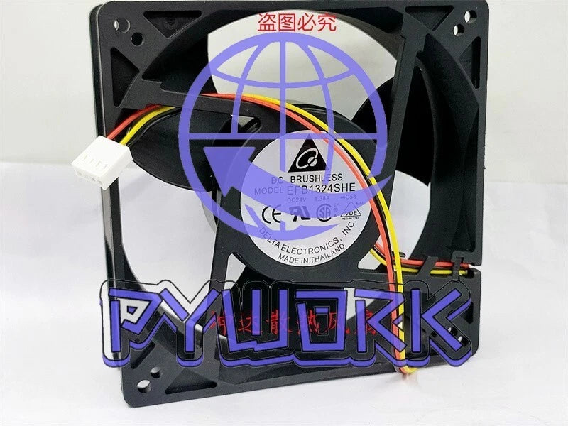 1PCS Delta Fan EFB1324SHE -4C58 DC24V 1.38A 12738 12.7CM 3 wire cooling Fan