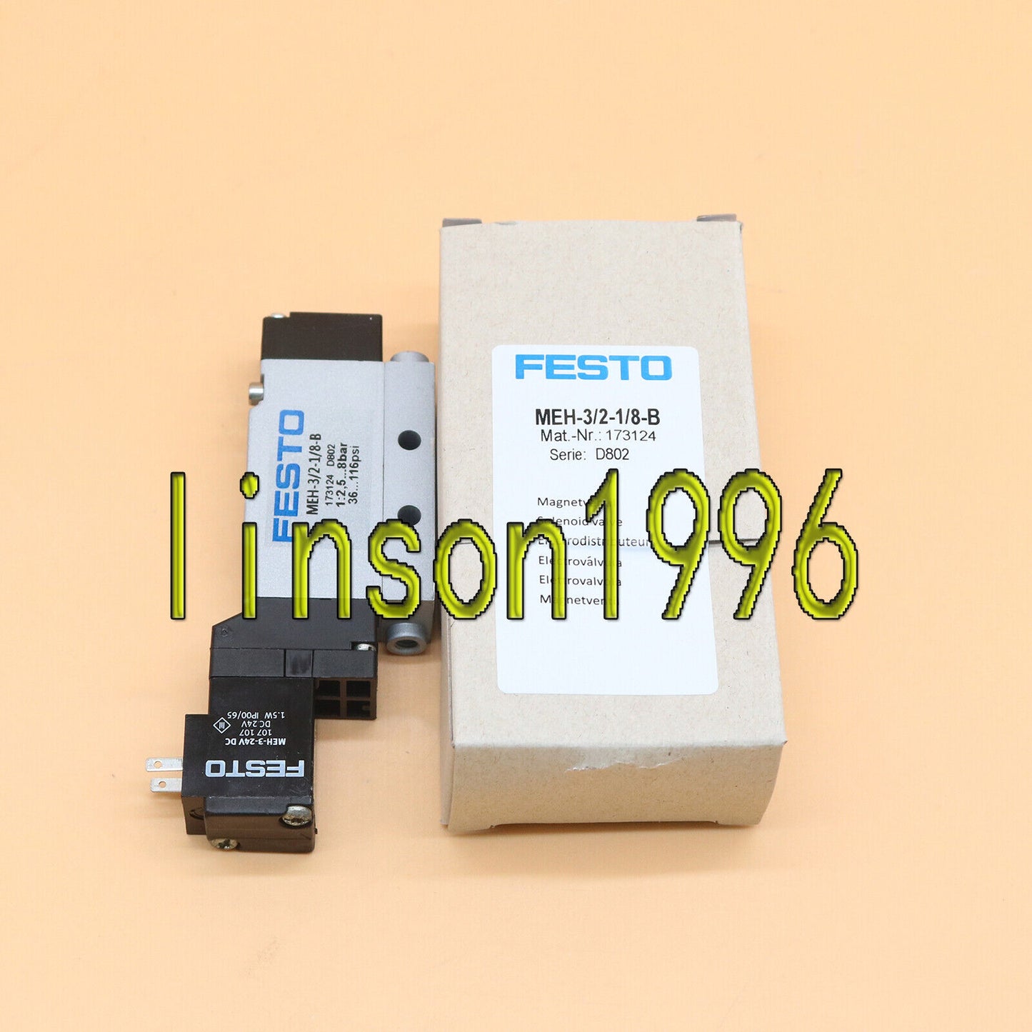 FESTO Meh-3/2-1/8-B 173124 Solenoid Valve for industrial applications, high performance, reliable operation, fast response. - FESTO
