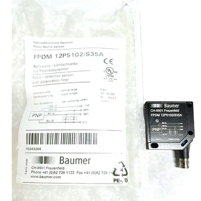 BAUMER FPDM 12P5102/S35A Retro-Reflective Photoelectric Sensors - BAUMER