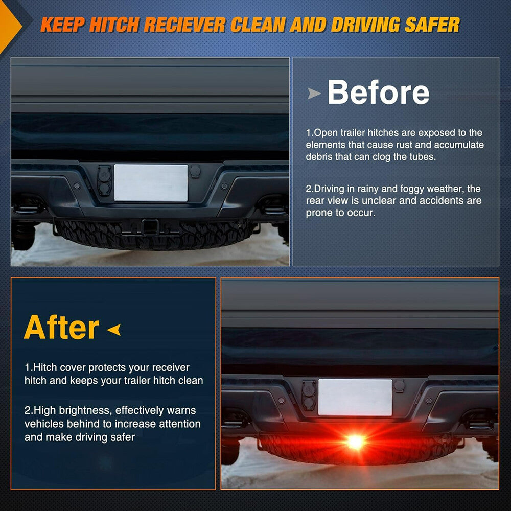 12 LED Tow Rear Tail Stop Brake Light 12V 2" Trailer Hitch Cover Light