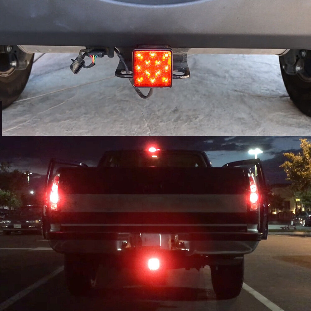 new 12 LED Tow Rear Tail Stop Brake Light 12V 2" Trailer Hitch Cover Light