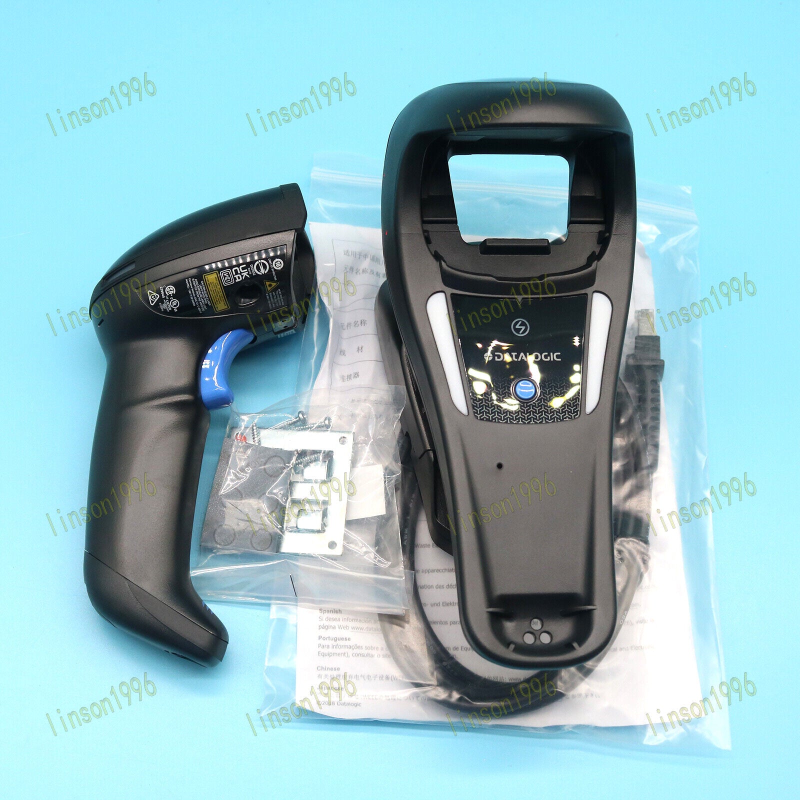 new One  Datalogic Wireless Bluetooth 2D Barcode Scanner w Cradle GBT4500-BK-BTK1