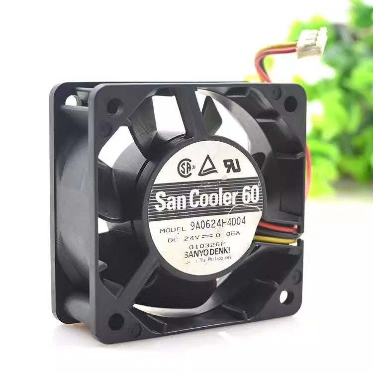 Sanyo 9A0624H4D04 6025 DC24V 0.06A 6CM 3-Pin Inverter Mute Cooling Fan
