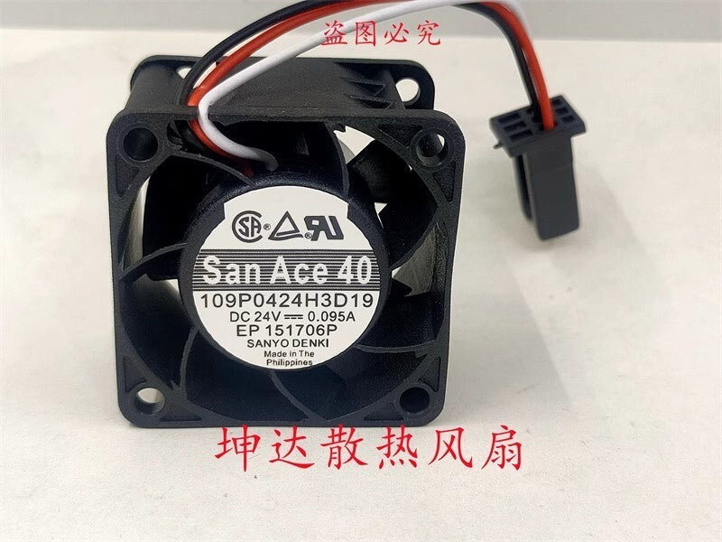 Sanyo 109P0424H3D19 DC24V 0.095A 4CM 3-Pin Cooling Fan for Fanuc