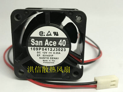 new 1 PCS SANYO Fan 109P0412J3023 DC 12V 0.35A 40*28MM 2 pin cooling fan - SANYO