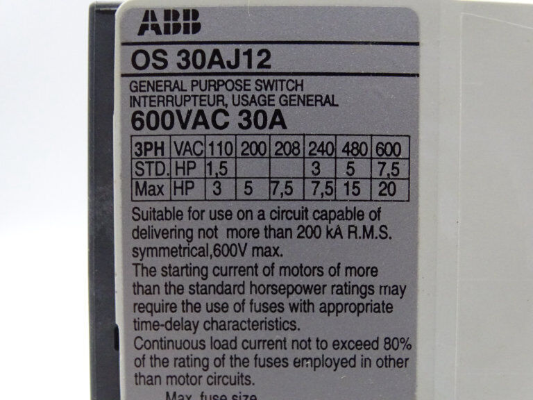 ASEA BROWN BOVERI OSJ30B6-150 FUSE - ASEA BROWN BOVERI