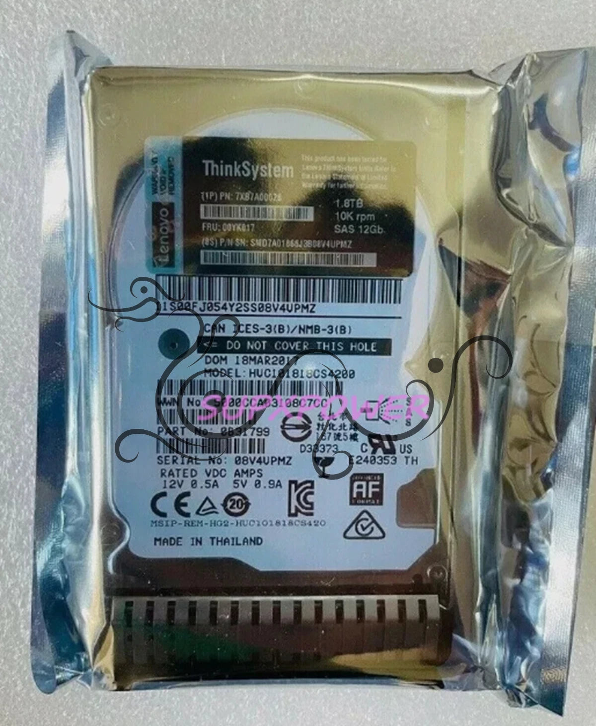 Lenovo ThinkSystem 00YK017 7XB7A00028 2.5" 1.8TB 10K SAS 12G Hard Drive #su