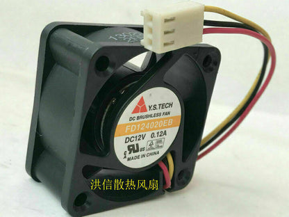 new For Y.S.TECH FD124020EB Cooling Fan DC12V 0.12A 4020 40x40x20mm 3-wire - Y.S.TECH