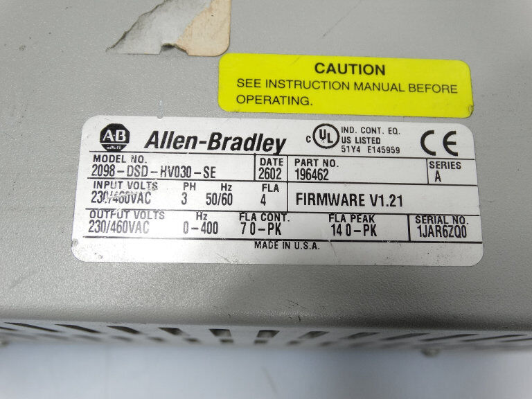 Allen Bradley 2098-DSD-HV030-SE SERVO DRIVE - ALLEN BRADLEY