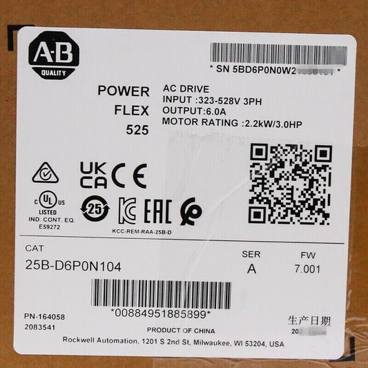 AB 25B-D6P0N104 PowerFlex 525 2.2kW 3Hp AC Drive - SEBA TOOLS