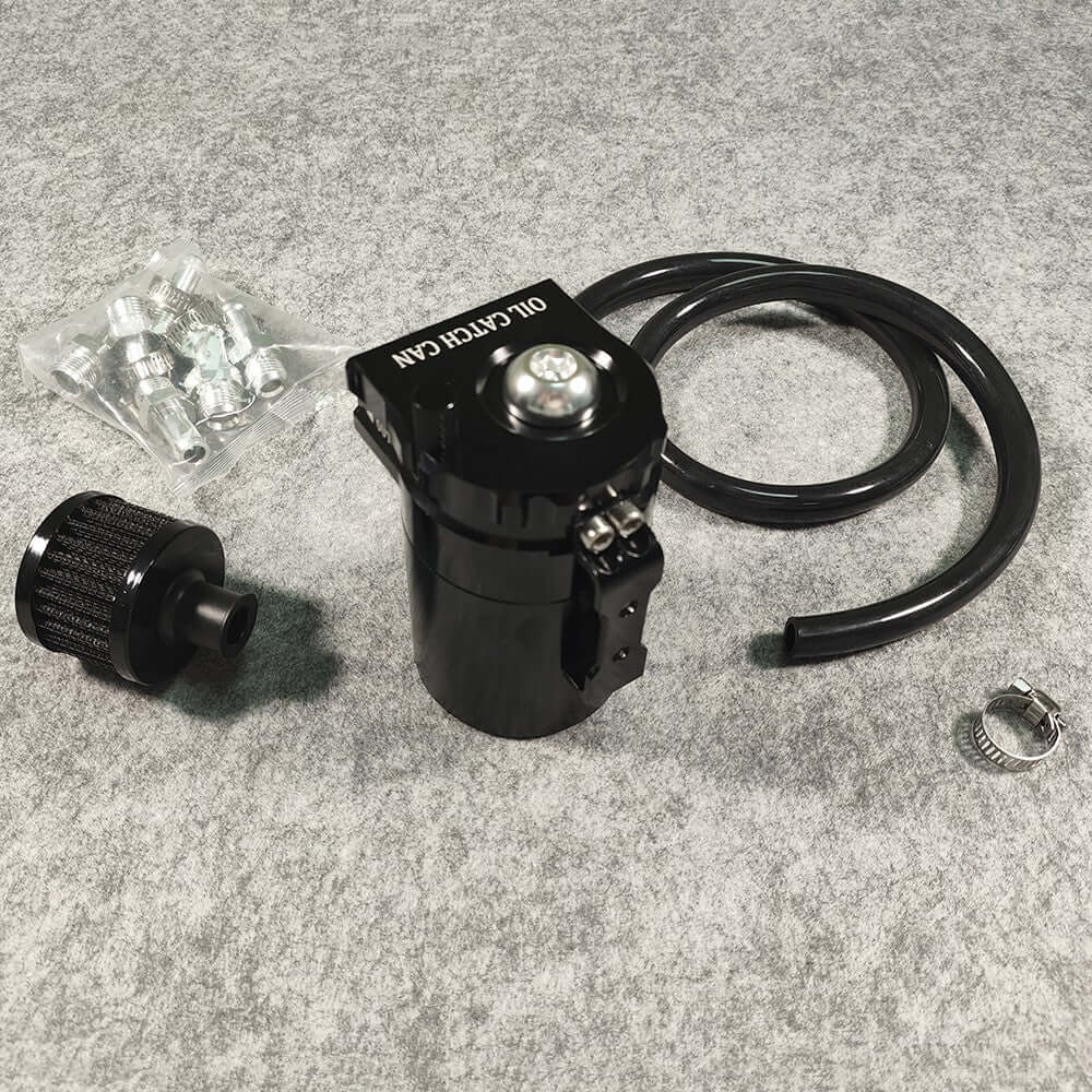 new Universal Oil Catch Can Kit Reservoir Baffled Tank with Breather Filter Aluminum