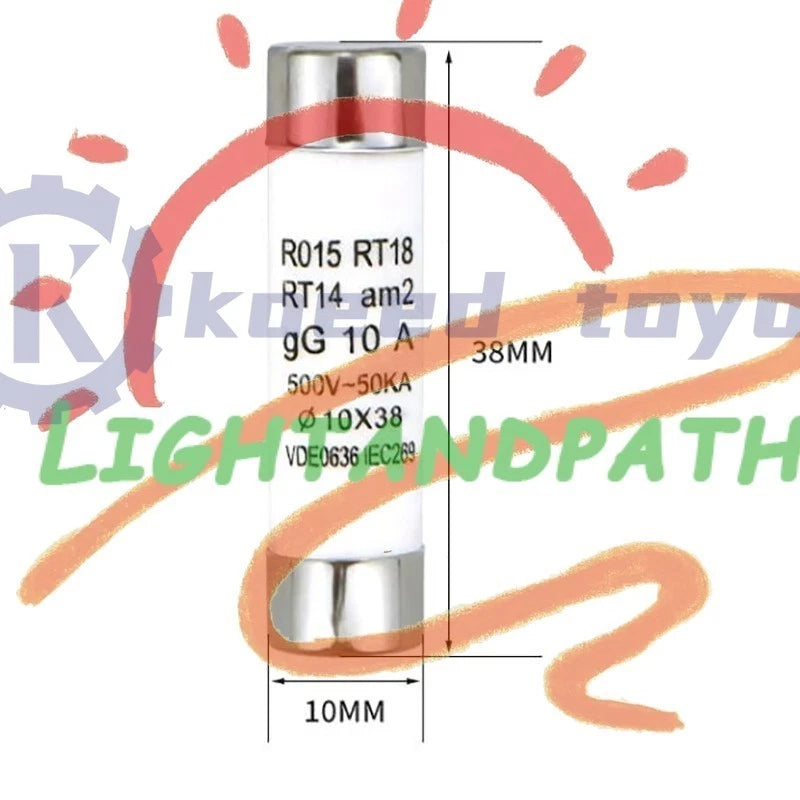R015 RT18 0.5A 1A 2A 3A 5A 6A 8A 10A 32A Ceramic Fast Blow Fuse 10x38mm 500V #Li