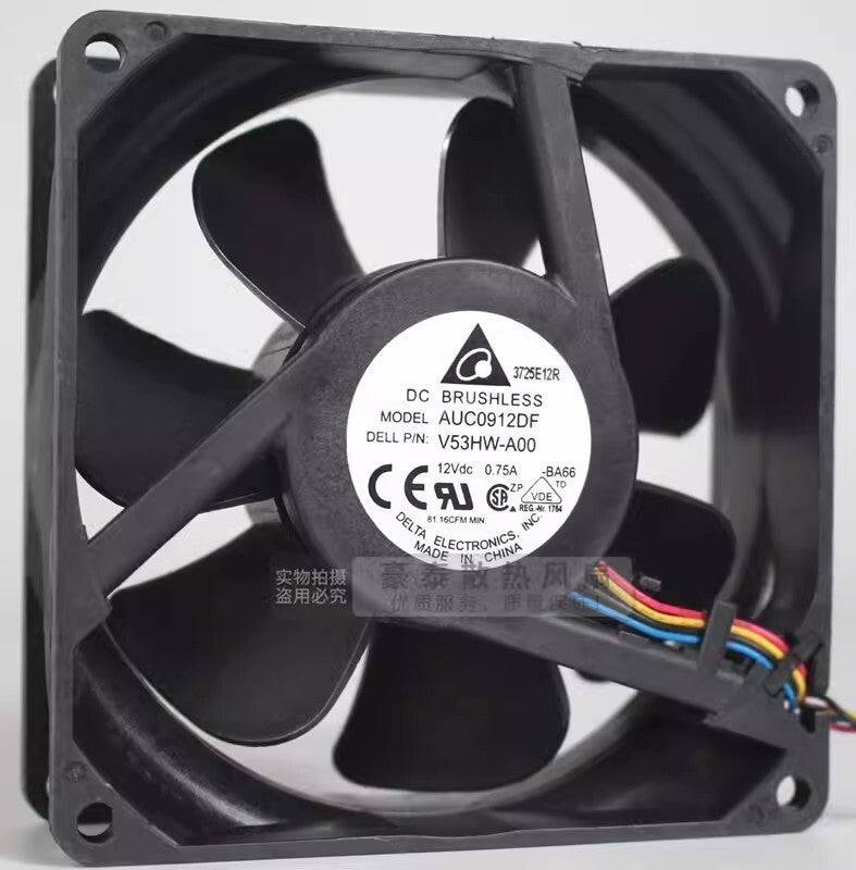 Delta AUC0912DF 9032 DC12V 0.75A 9CM 4-Wire Silent Cooling Fan