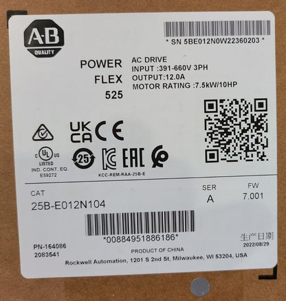 Allen Bradley PowerFlex525 AC Drive 25B-E012N104 NEW ORIGINAL PACKAGING - ALLEN BRADLEY