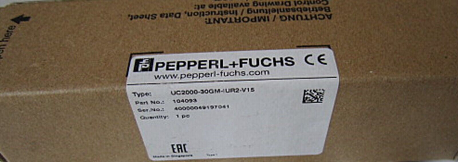 PEPPREL+FUCHS Sensor UC2000-30GM-IUR2-V15 Ultrasound Sensor with 30m Range and High Precision Measurement - PEPPREL+FUCHS