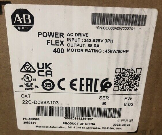 Allen-Bradley PowerFlex 400 AC Drive - 45 kW - 60 HP - ALLEN-BRADLEY