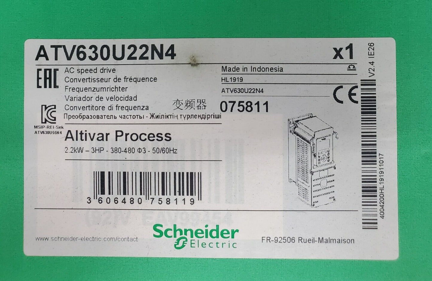 Altivar Schinder Electric 3hp VFD ATV Motor - ALTIVAR SCHINDER