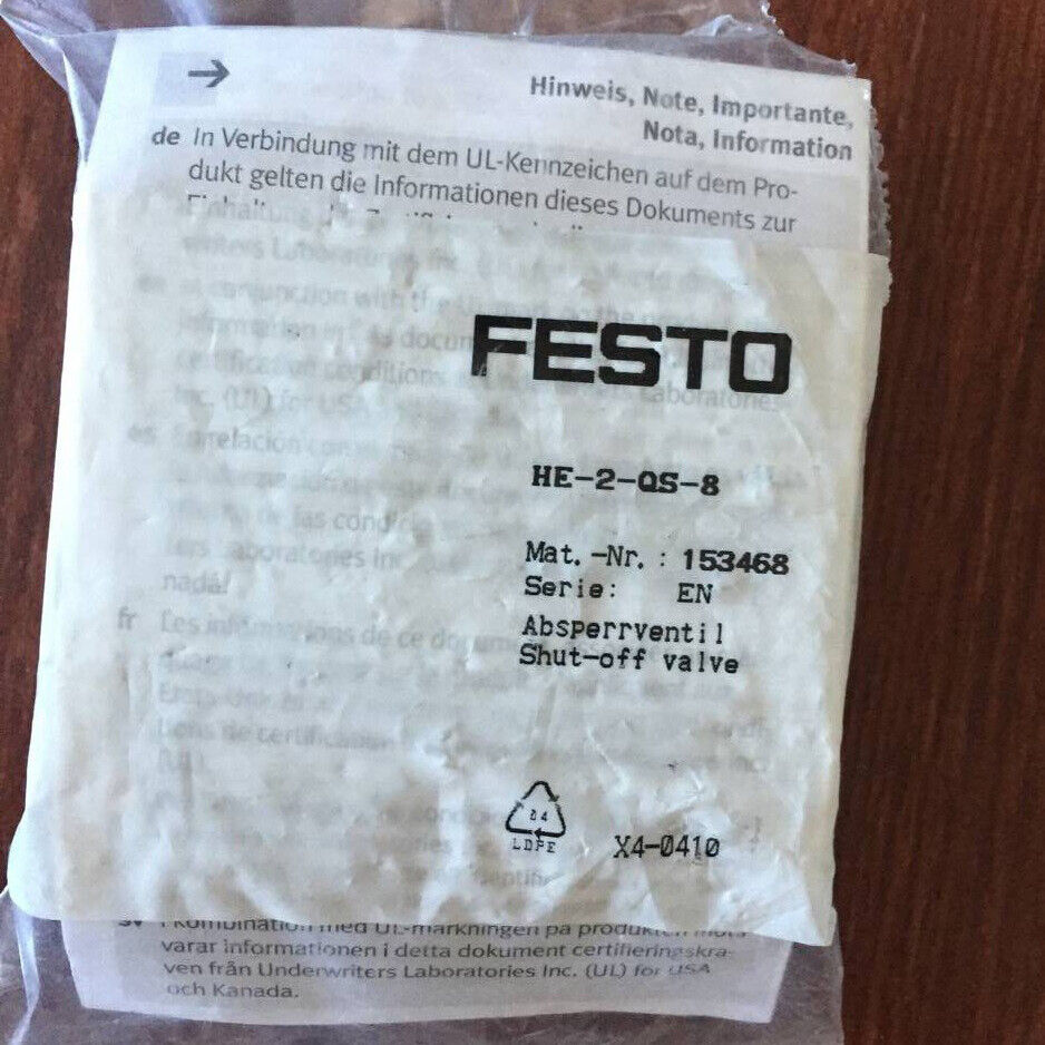 Festo HE-2-QS-8 153468 Shut-off Valve Fast - FESTO