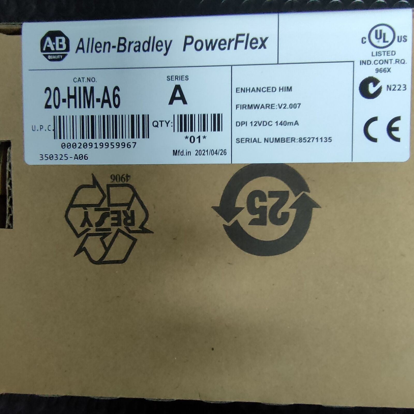 Allen-Bradley PoweFlex Enhanced HIM FW V2.007 12VFC New Factory Sealed - ALLEN-BRADLEY