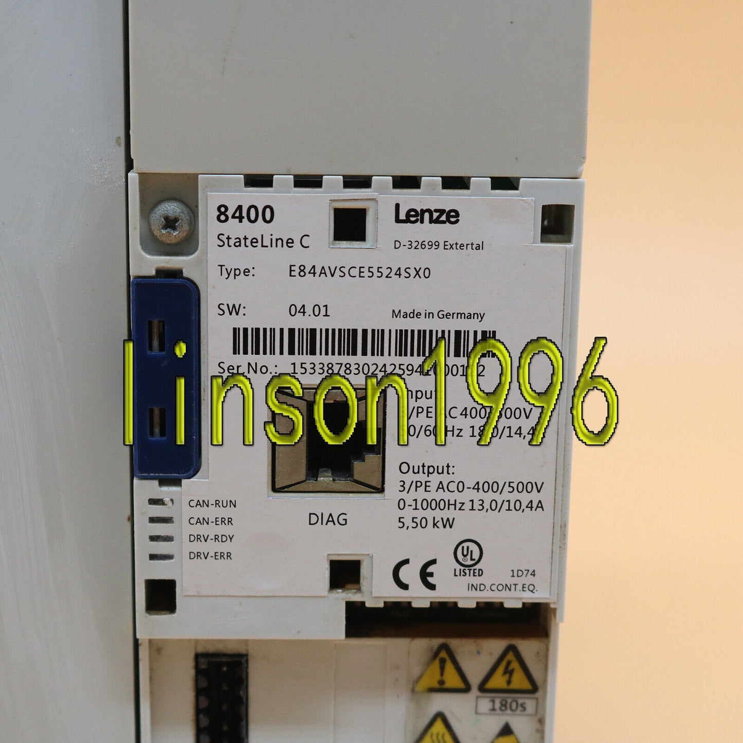 Used Lenze E84AVSCE5524SX0 Inverter - LENZE