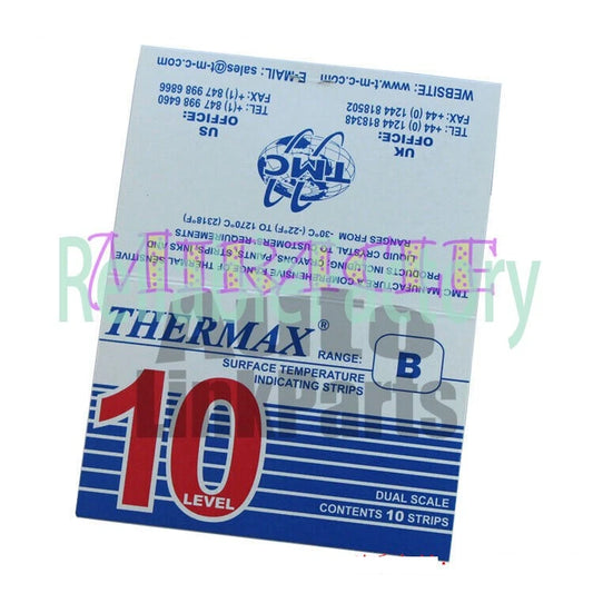 10 strips/pack For THERMAX Temperature Label 10 Level Range B 77-127°C/171-261℉