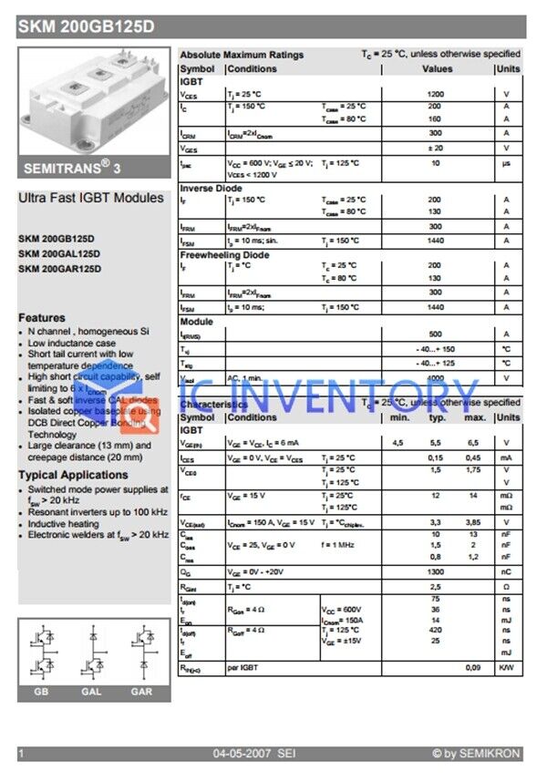 new 1PCS SKM200GB125D Module Supply Best Service Quality Guarantee - KOEED