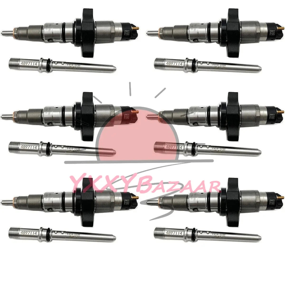 6 Fuel Injector w/ Tube For 03-04 Dodge Ram 2500 3500 Cummins 5.9L 0445120255