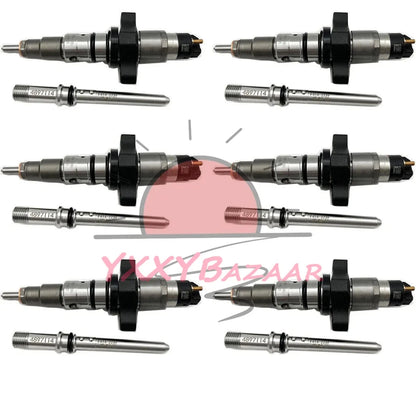 6 Fuel Injector w/ Tube For 03-04 Dodge Ram 2500 3500 Cummins 5.9L 0445120255