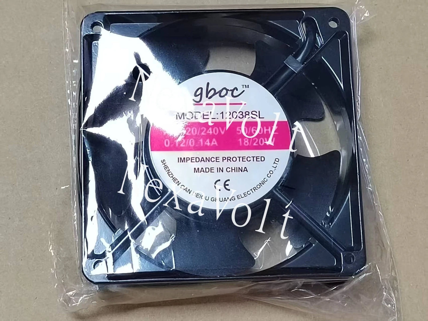 1 pcs GBOC Fan 12038SL AC 220/240V 0.12/0.14A 18/20W 12CM 120×120×38mm 2 Wire