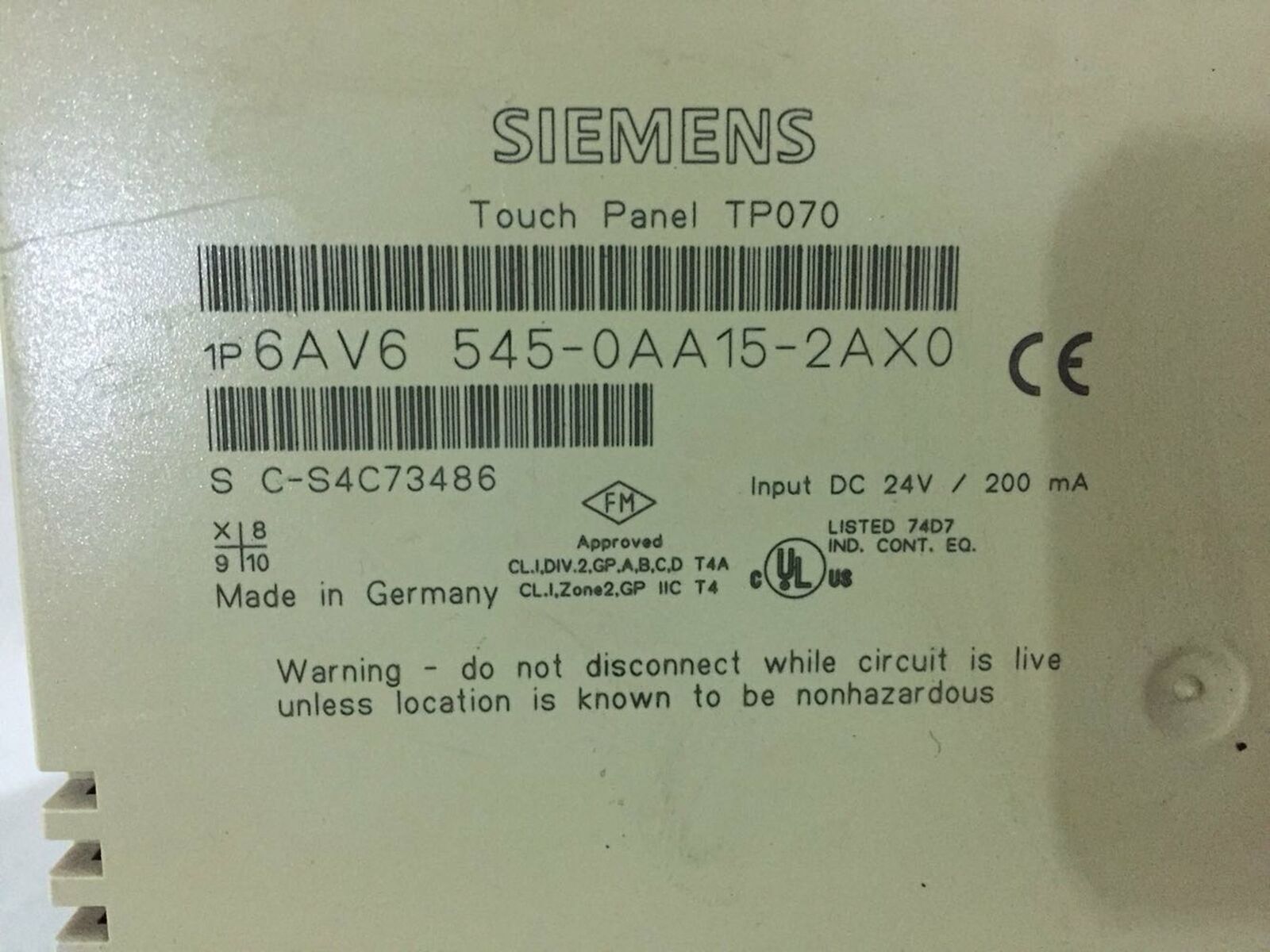 used  Siemens 6AV6545-0AA15-2AX0 touch screen 6AV6 545-0AA15-2AX0 Fully tested koeed