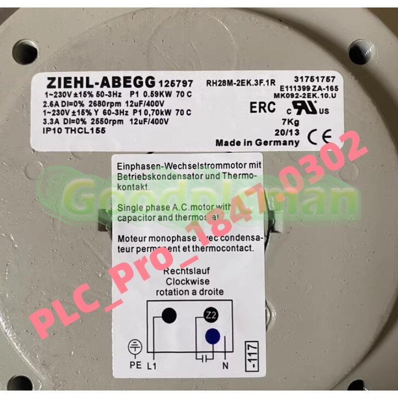 ZIEHL-ABEGG RH28M-2EK.3F.1R Radial Fan 1pcs fast delivery