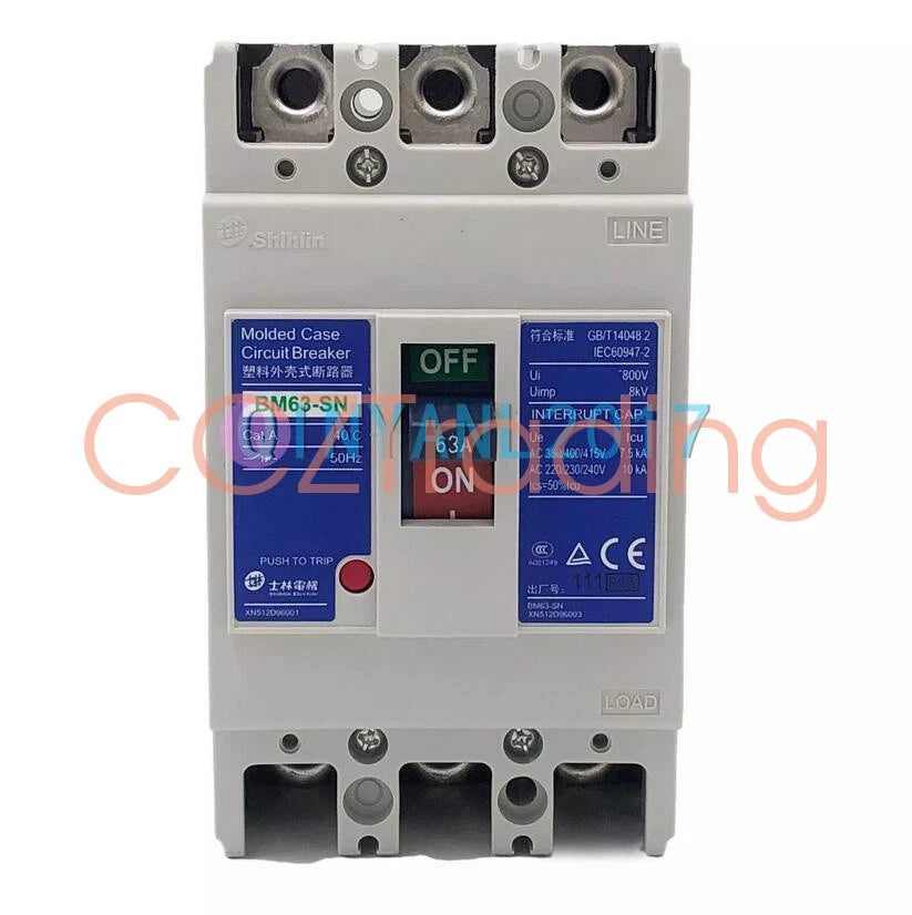 1PCS Shihlin Molded case circuit breaker BM63-SN 3P 20A 30A 40A 50A 63A