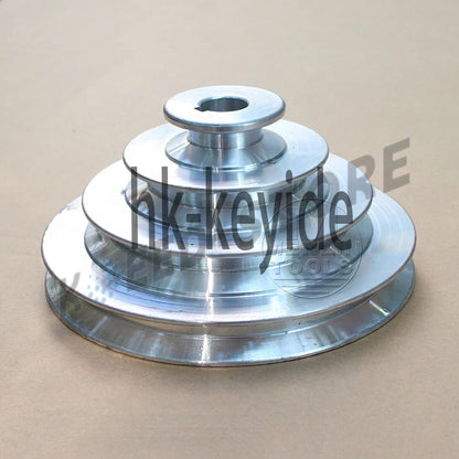 OD 130mm, 4 Step Pulley 16mm Bore for 1/2" = 12.7mm Belt width - Cast Aluminum