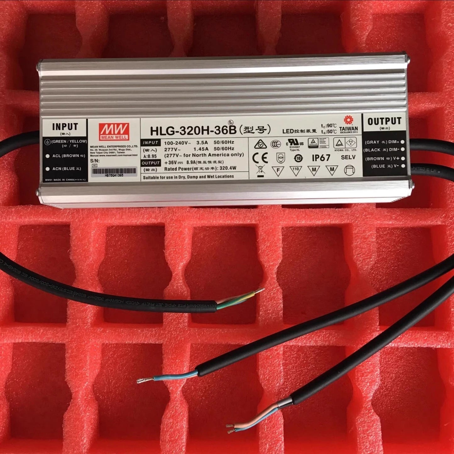 Meanwell HLG-320H-36B 36V 8.9A In-line Dimming LED Power Supply