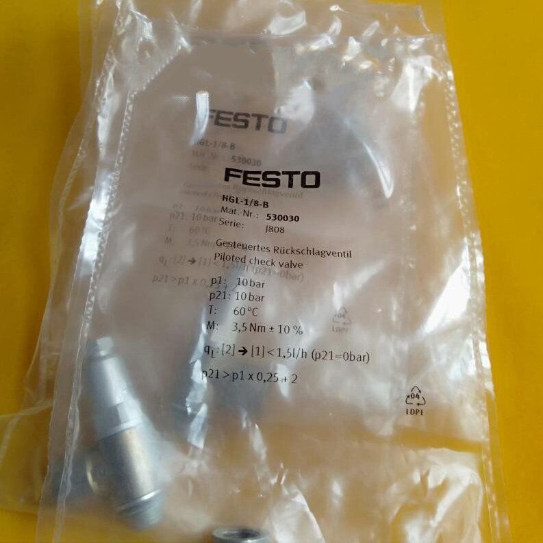 FESTO Check valve HGL-1/8-B 530030 Fast | FESTO Fast-flow check valve with 1/8-inch BSP flange connection and 530030 model number - FESTO