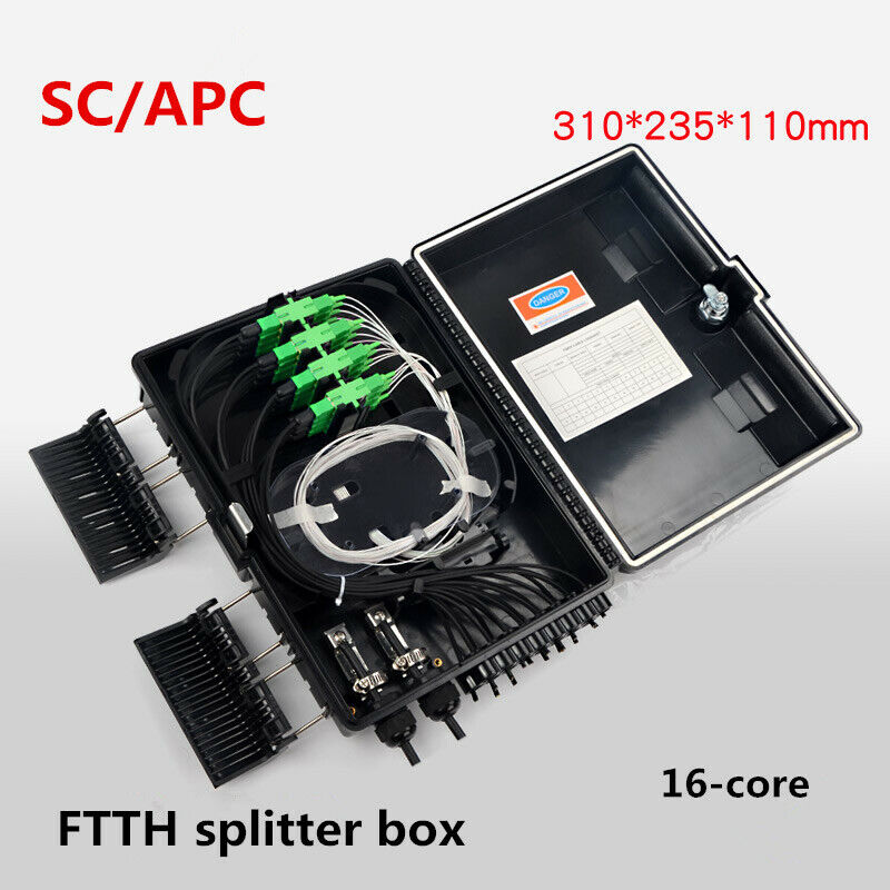 new FTTH SC/APC Splitter 16-core Fiber Optic Splitter Box Full with Flange IP65