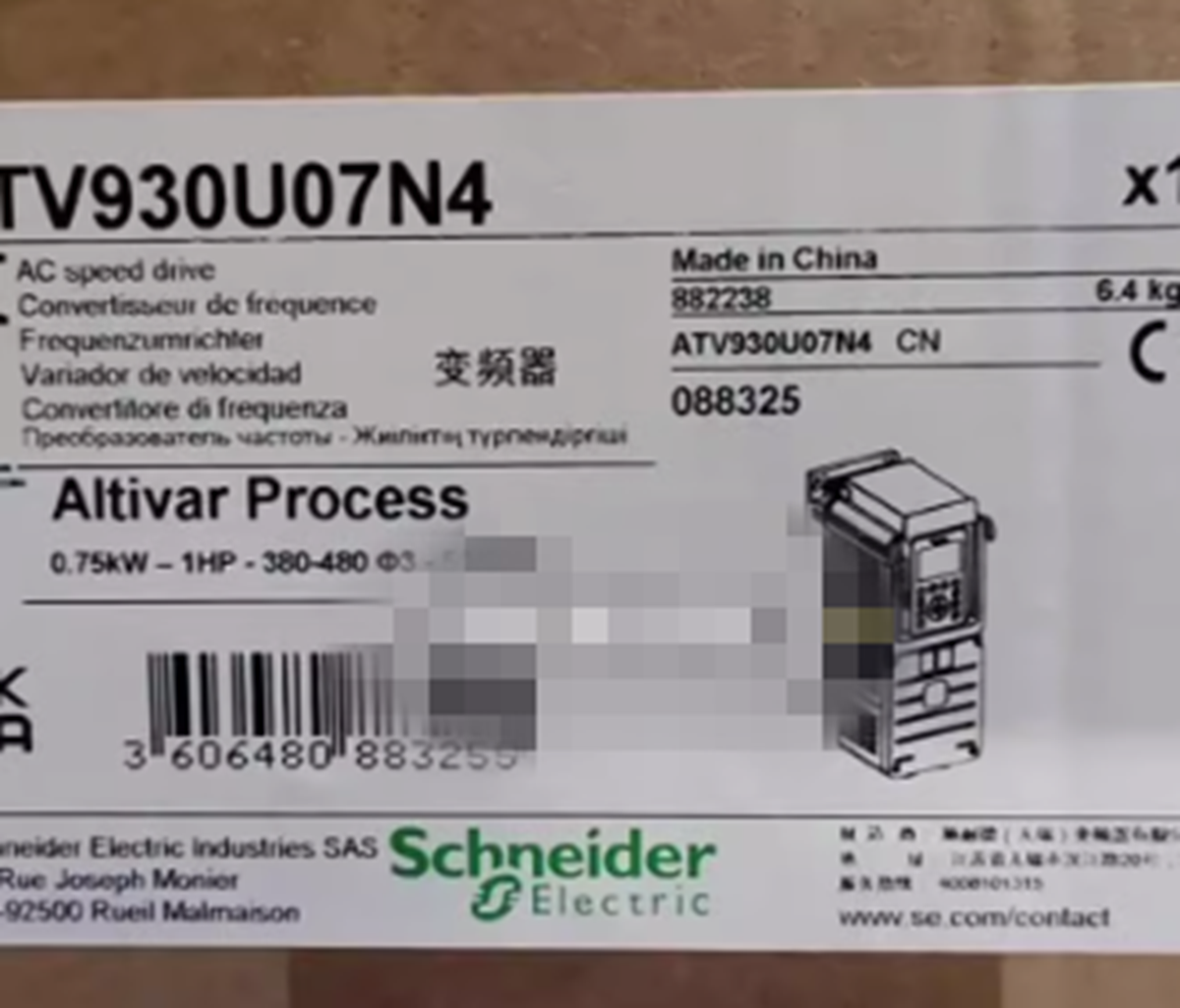 new SCHNEIDER ELECTRIC ATV930U07N4 ATV930U07N4 - SCHNEIDER