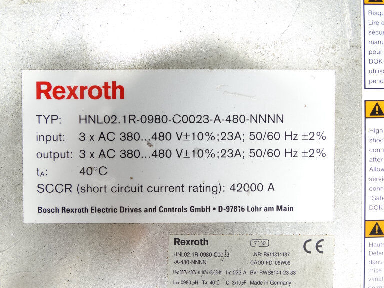 REXROTH HNL02.1R-0980-C0023-A-480-NNNN DRIVE REXROTH