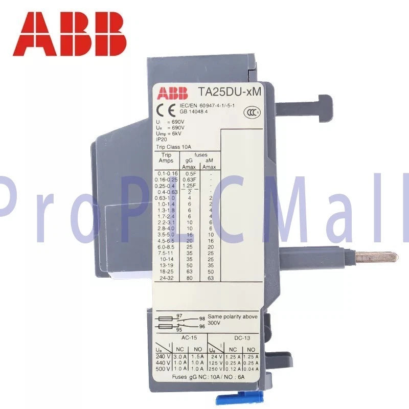 ABB TA25DU-0.63M Thermal Overload Relay 0.4 - 0.63A 690V 3 Poles