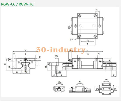HIWIN RGW35HC Linear Guide Slider - Precision Movement - HIWIN