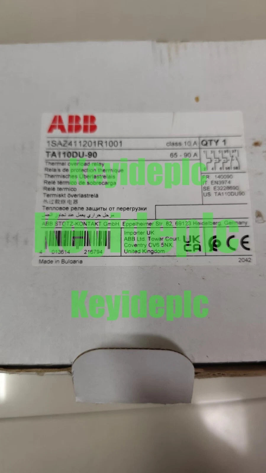 1 pcs ABB TA110 DU 90【65-90A】 Thermal overload relay For AX95-AX150 #ke