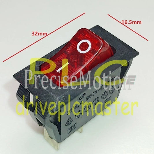 CANAL HB SERIES Red Lamp Rocker Switch 3 Pins 2 Positions 20A 125VAC 16A 250VAC
