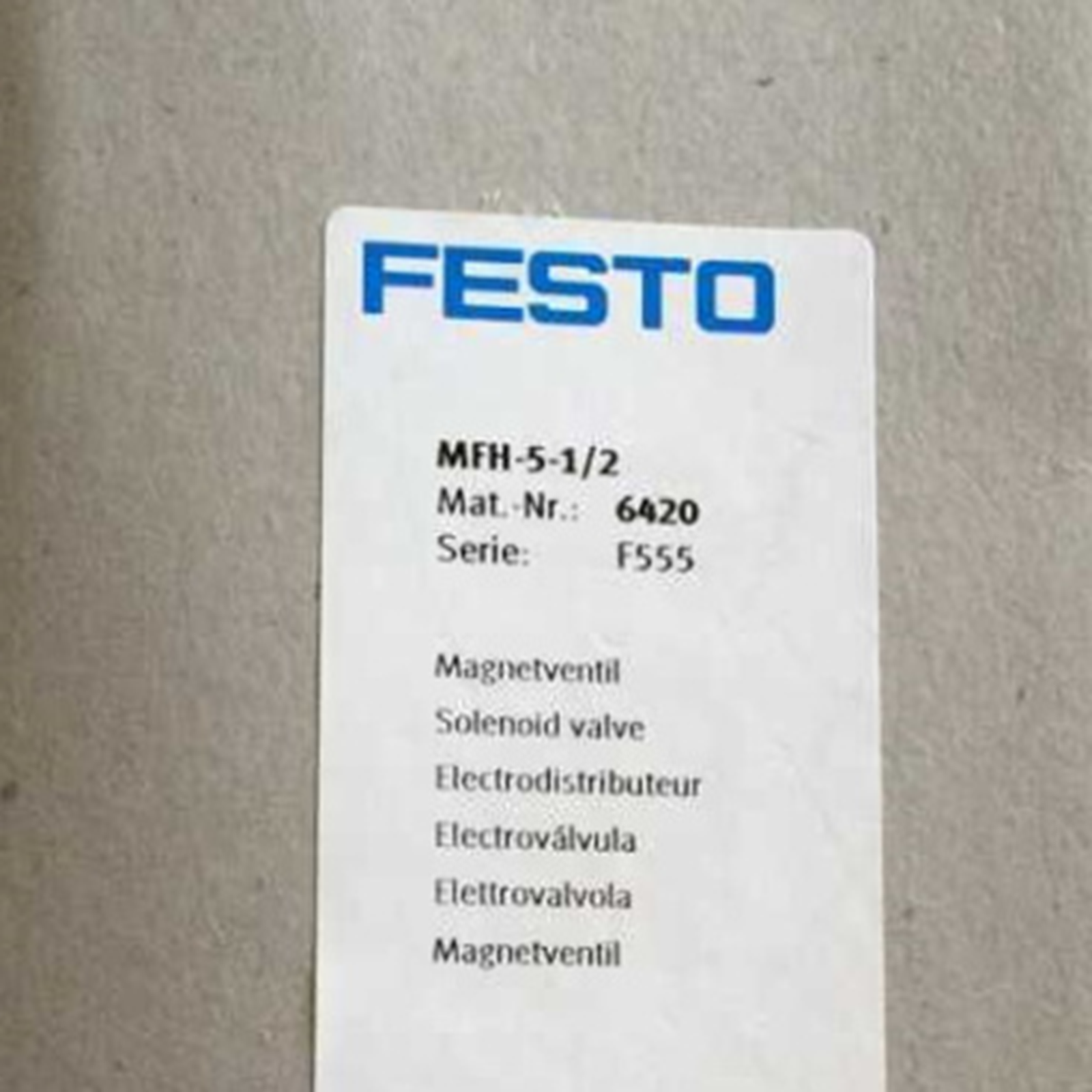 FESTO MFH-5-1/2 6420 Solenoid Valve FESTO