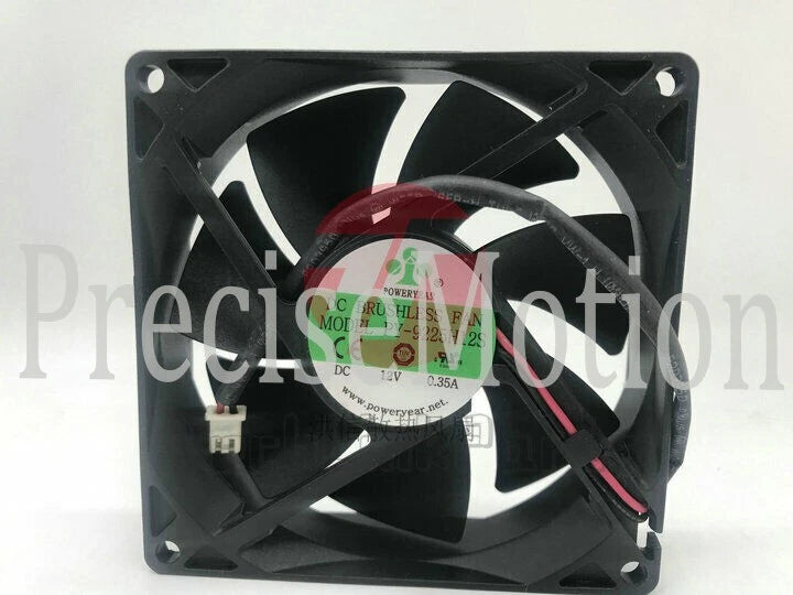 1 PCS POWERYEAR Fan PY-9225H12S DC 12V 0.35A 9CM 9025 2 Pin