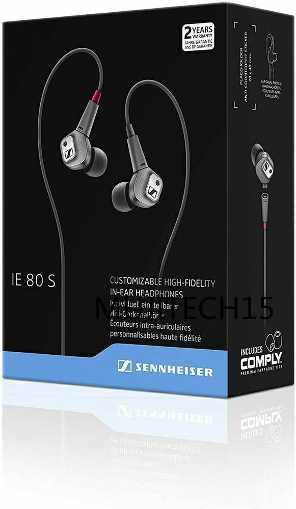new Sennheiser IE 80 S In-Ear High-Fidelity Wired Earphones Black & Sealed - SENNHEISER