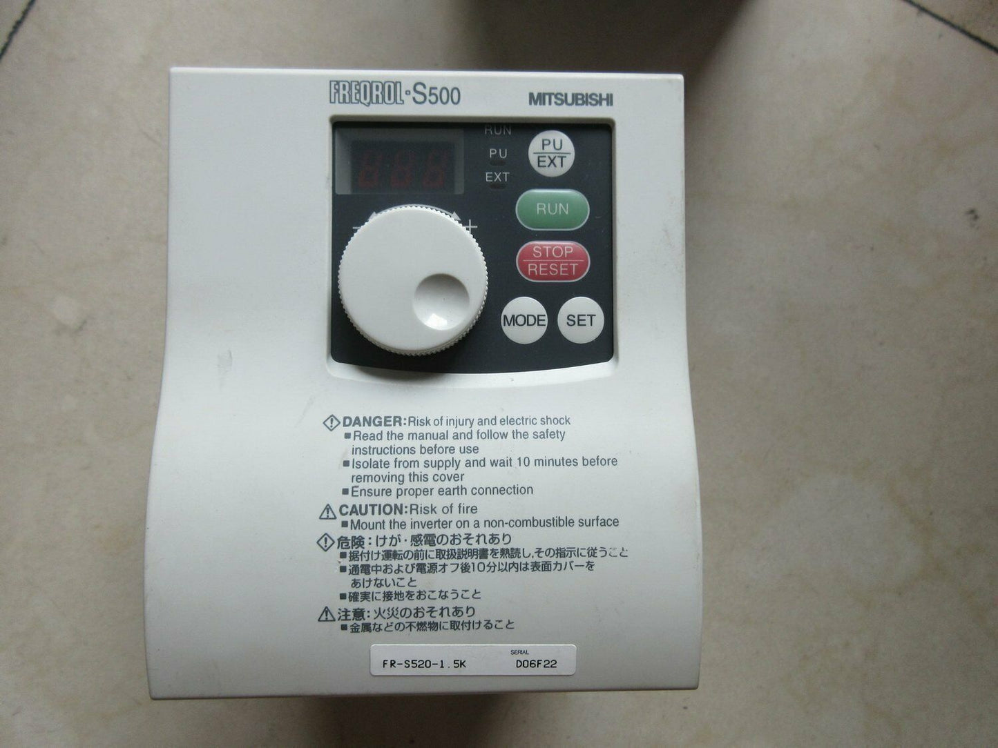 Used Mitsuboshi Inverter FR-S520-1.5K 1.5KW 220V Tested - MITSUBISHI