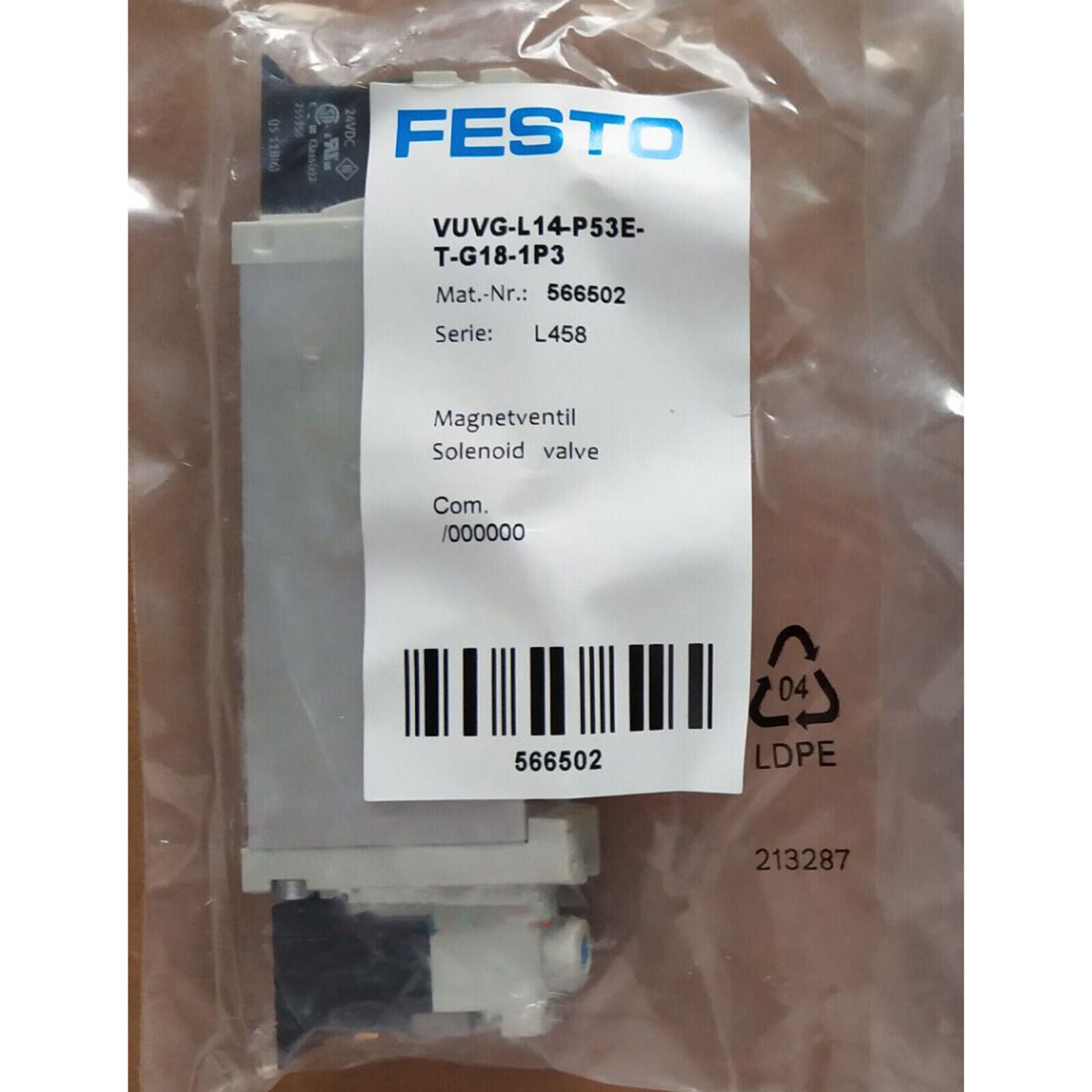 New FESTO 1Pc Solenoid Valve VUVG-L14-P53E-T-G18-1P3 | High-Quality Industrial Valve | FESTO Quality | Industrial Flow Control | FESTO Volumetric Flow | FESTO Pressure Regulation - FESTO