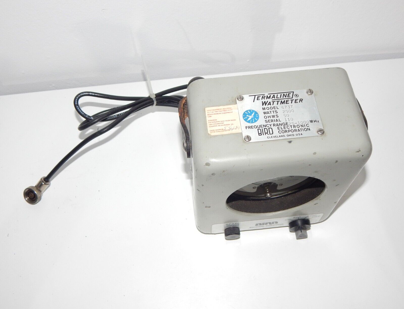 BIRD 6737 + 6737-030 Wattmeter 2500W 25-1000 MHz 1.5-35 MHz - TERMALINE