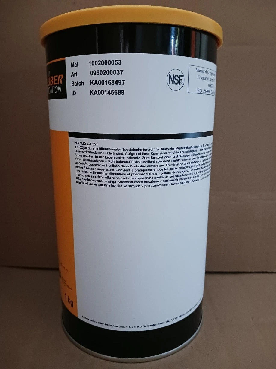 KLUBER Lubrication PARALIQ GA 351 Grease 1Kg ( 35.3 OZ) GA351 free ship
