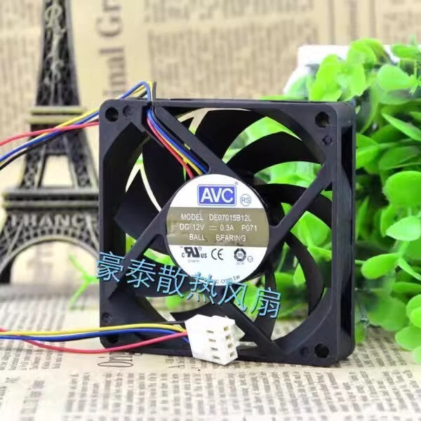 AVC DE07015B12L P071 7015 DC12V 0.3A 7CM 4-Pin PWM Silent Cooling Fan